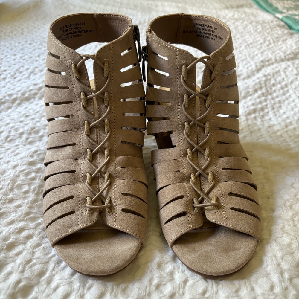 Madeline taupe suede boot sandal,  never worn.